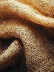 Sticker - Close-up of a textured burlap fabric, showcasing its natural fibers and warm, earthy tones, creating a rustic and organic feel.