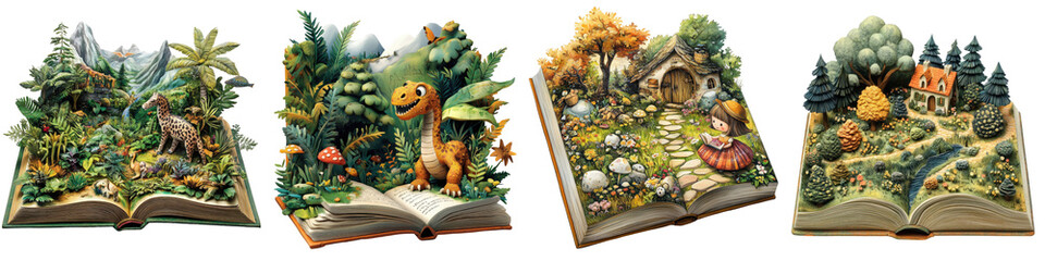 Wall Mural - children's book - illustrated book designed to engage young readers isolated on clear white backgrou