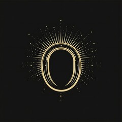 Leinwandbilder - A golden oval frame with a burst of light behind it on a black background.