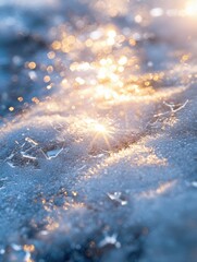 Poster - glistening snow textures reflect warm sunlight, creating a serene winter atmosphere with shimmering 