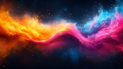Poster - Vibrant abstract background with energetic splashes of color and dynamic shapes perfect for event banners and advertising capturing attention with its lively composition