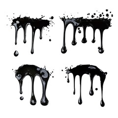 Poster - Abstract Black Paint Dripping on White Background