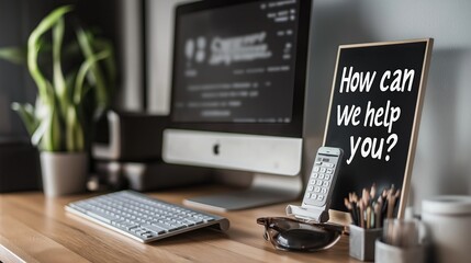 Poster - A minimalist desk setup with a phone, keyboard