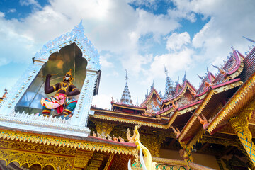 figure of Buddha and Buddhist palace in Xishuangbanna,China