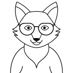 Canvas Print - Fox in Glasses Line Art Icon.