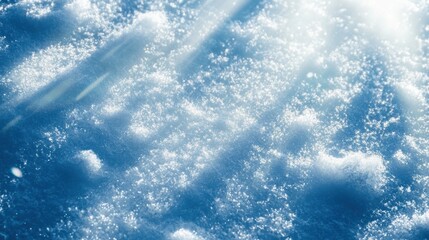 Aufkleber - Delicate snow textures sparkle in sunlight, creating mesmerizing patterns across the surface in a serene winter landscape. Generative AI