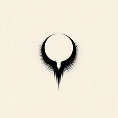Poster - Abstract black symbol with sharp lines and pointed edges, resembling wings, on a white background.