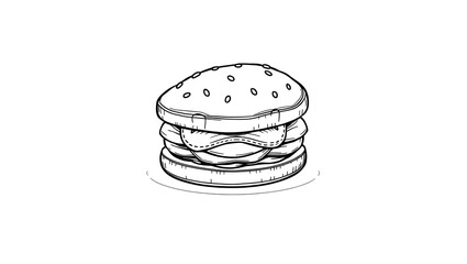 Bakery products in continuous line art drawing style. Black line sketch on white background. Vector illustration