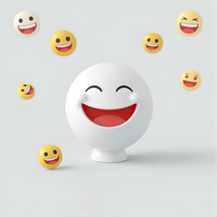 3d rendering .object smile and laugh emoticons