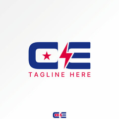 Poster - Logo design graphic concept creative premium vector stock image graphic initial CE font flag star space electric thunder Relate to monogram typography