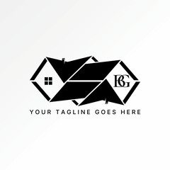 Poster - Logo design graphic concept creative premium vector stock image graphic initial BG font home roof house in reverse flip. Related to property mortgage