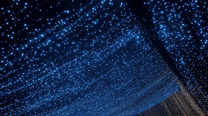 Poster - The night sky shimmers with vivid stars, enhanced by colorful abstract Christmas lights, creating a magical winter ambiance. Generative AI