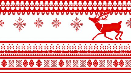 Wall Mural - Red and white Christmas sweater pattern