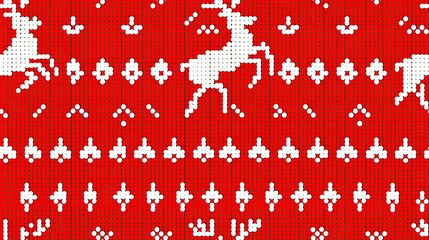 Wall Mural - Red and white Christmas sweater pattern 