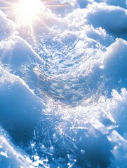 Poster - delicate patterns of snow and ice shimmer under bright sunlight, creating a captivating winter lands