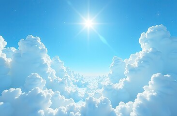 Wall Mural - white blue sky clound and sun