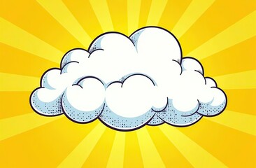 Wall Mural - comic yellow background with cloud illustration