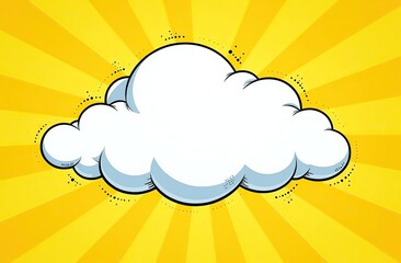 Wall Mural - comic yellow background with cloud illustration