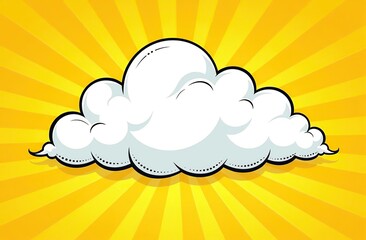 Wall Mural - comic yellow background with cloud illustration