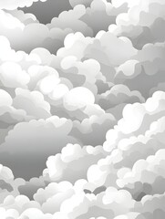 Poster - Stylized Gray and White Cloud Pattern Digital Background
