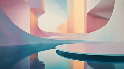 Poster - Abstract Minimalist Architecture with Water Reflection