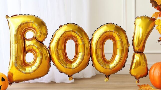 Metallic balloon letters spelling out 