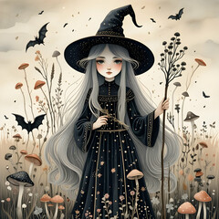 Wall Mural - witch with a broom