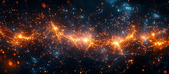 Poster - A vibrant, abstract display of interconnected nodes and glowing particles, creating a sense of dynamic energy and movement against a dark, cosmic background.