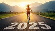 © ULFATRAZA - Starting to new year 2025 and need for speed to begin new year for business.word 2025 written on the asphalt road