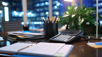 Poster - A well-organized desk with a phone