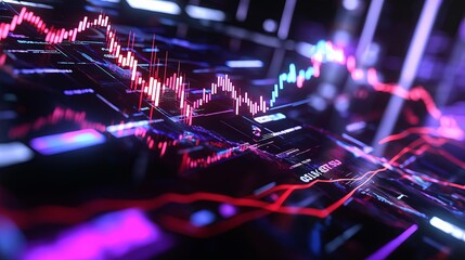 Poster - An abstract interpretation of market volatility using fluid shapes and glowing lights