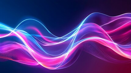 Poster - captivating neon wave flowing across vivid blue and pink abstract background