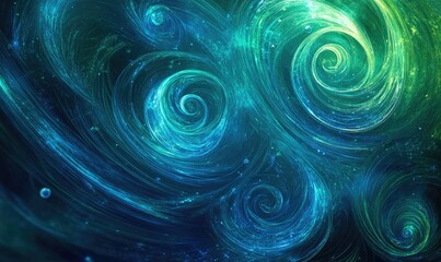 Canvas Print - The image is a colorful swirl of blue and green with a starburst pattern