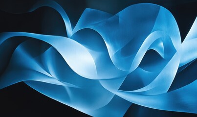 A blue and white abstract painting with a blue wave