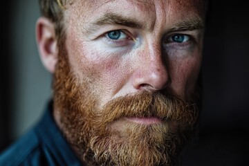 Irish Man Portrait. Handsome Bearded Guy with Serious Face Expression