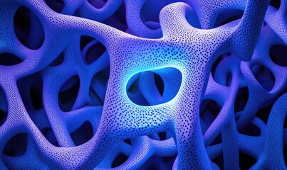 Poster - A blue, fuzzy, and somewhat abstract image of a bone structure