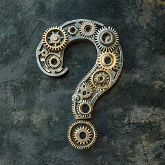 Poster - gears and cogs forming a question mark symbolizing business complexity and the search for solutions