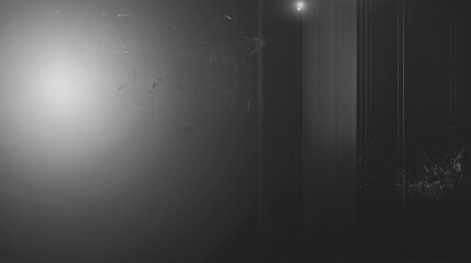 Poster - Grainy black and white background with vintage film texture, featuring dust, scratch effects, and subtle light leaks. The glowing elements add a retro, grunge feel, making it ideal for dark-themed des