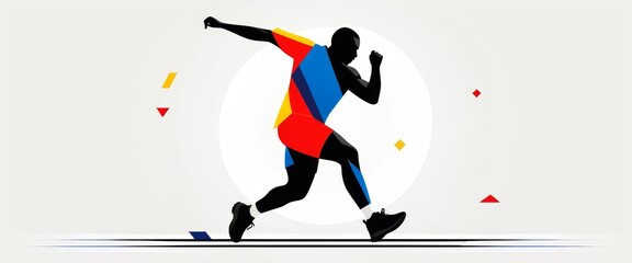 Athlete silhouette in Bauhaus style