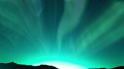 Wall Mural - Milky Way Galaxy Aurora Radiant Night Over Mountains Loop