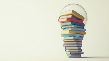 Poster - This engaging 3D illustration features a colorful stack of books designed to mimic a light bulb.