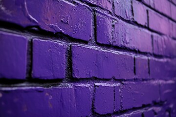 A detailed view of a vibrant purple brick wall