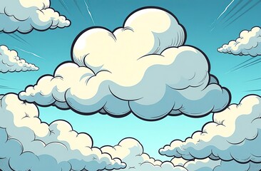 Wall Mural - comic cartoon pop art background with cloud