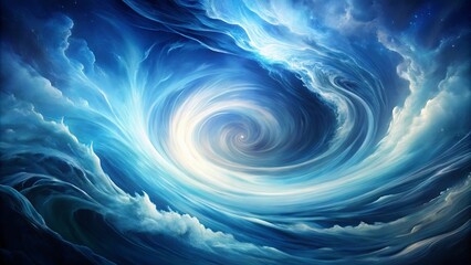 Poster - Celestial Vortex of Whirlwind Clouds in a Dreamlike Blue Sky