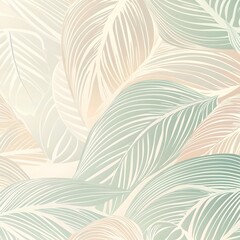 Sticker - Soft Pastel Tribal Leaf Pattern with Flowing Lines and Rainforest Motifs