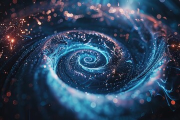A spiral shaped object sits alone on a dark background, ideal for use as a decorative element or in a futuristic design