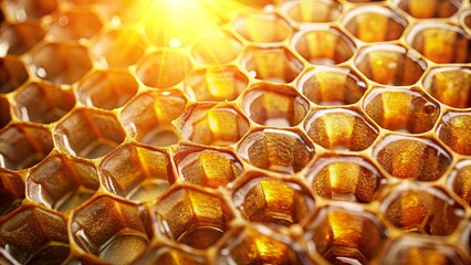 Poster - Golden Honeycomb Cells Glowing in the Sun's Rays