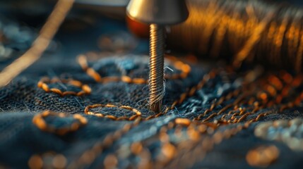 Wall Mural - A sewing machine stitching a piece of fabric