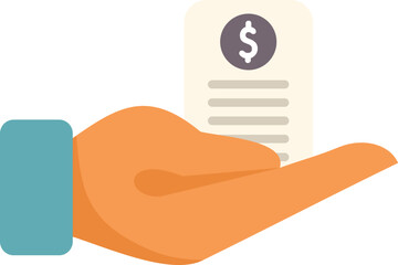 Poster - hand holding invoice with dollar symbol for payment flat vector illustration isolated on white backg