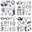 © Khmel - Cowboy-themed hat and boot illustrations collection
